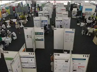 Exhibition booths on an expo floor